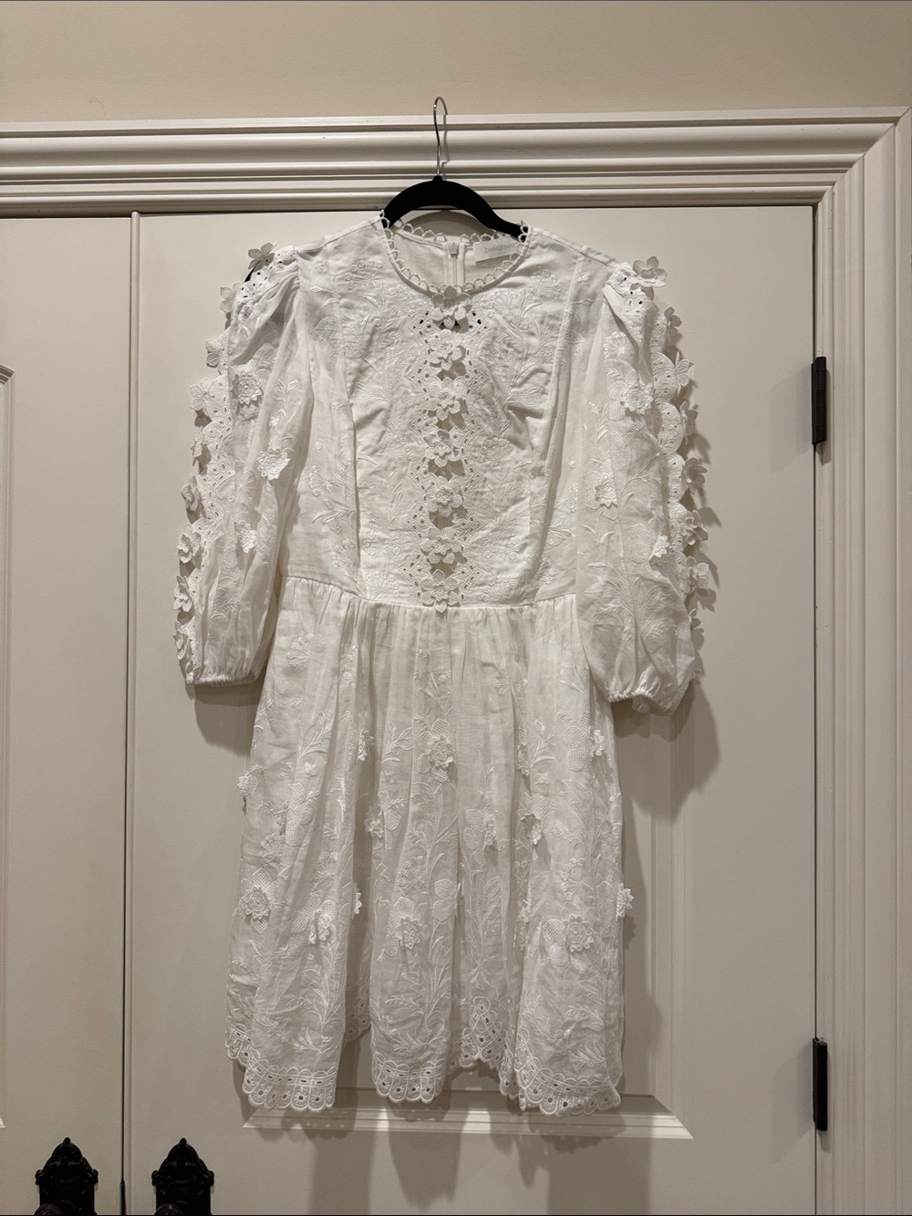 Zimmermann White Floral Eyelet Mini Dress